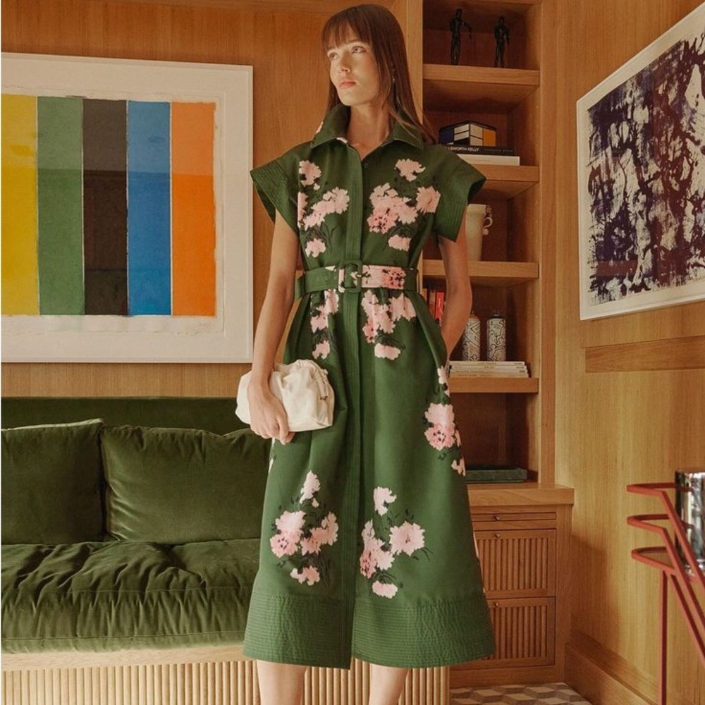 Tuckernuck XXL Olive and Powder Pressed  Floral Chloe Dress NWT